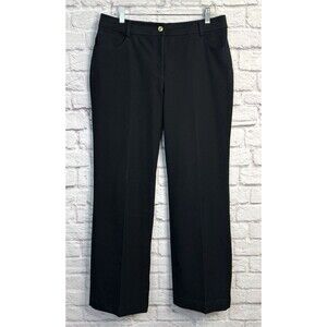 St. John Womens Black Denim Pants Jeans SIZE 12 Wide Straight Leg‎ High Rise NEW